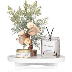 Rustic Wooden Vanity Tray – 10” Round Farmhouse Riser, Handmade